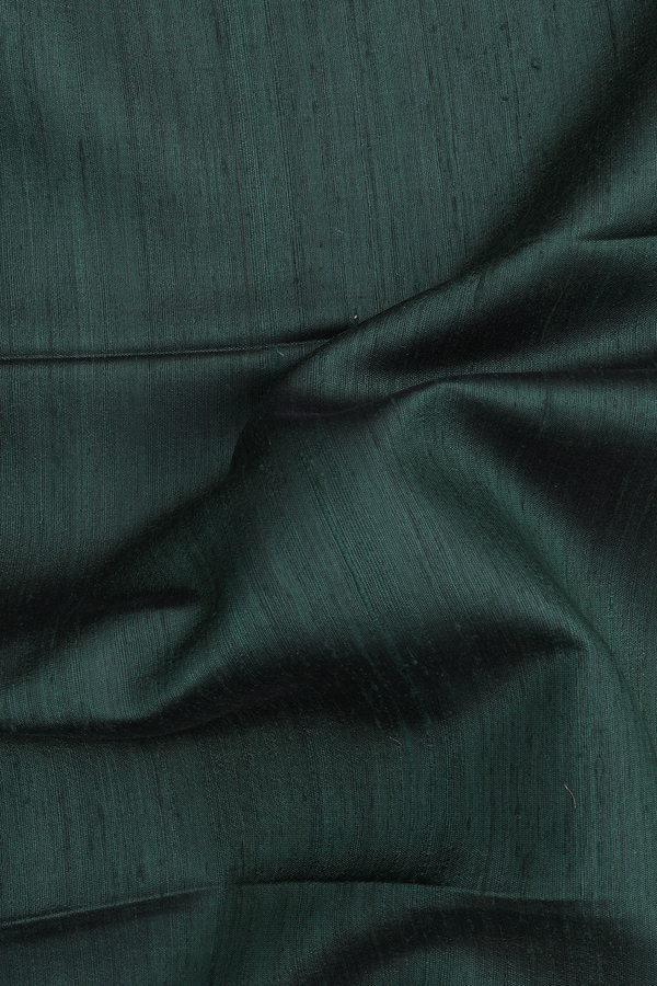 Tussar Silk Saree In Forest Green With Zari Border