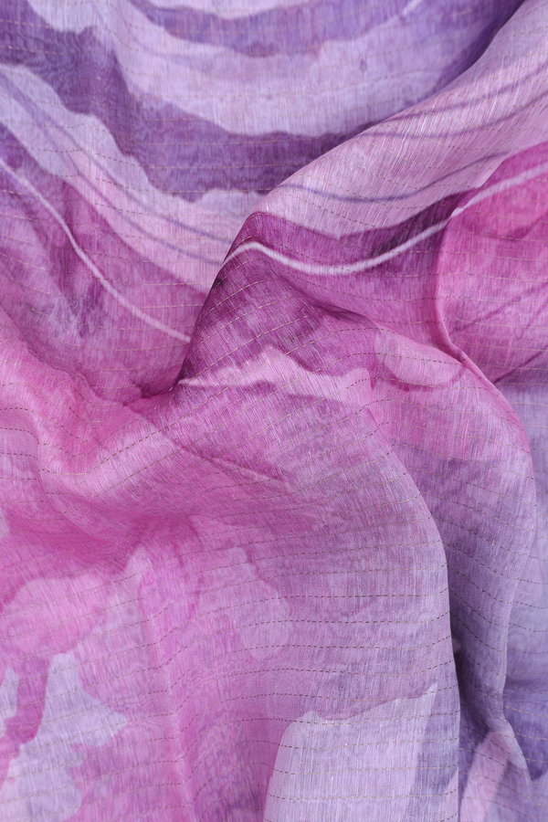 Linen Saree In Multicolor With Allover Design