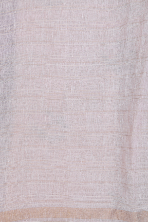 Linen Saree In Cream Color With Floral Embroidered Design