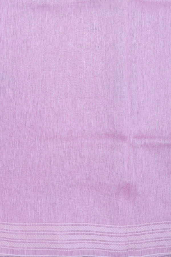 Linen Saree In Pink With Floral Embroidered Design