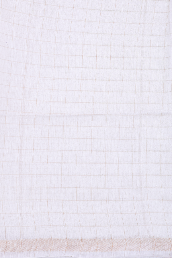 Tussar Silk Saree In White With Checks Design