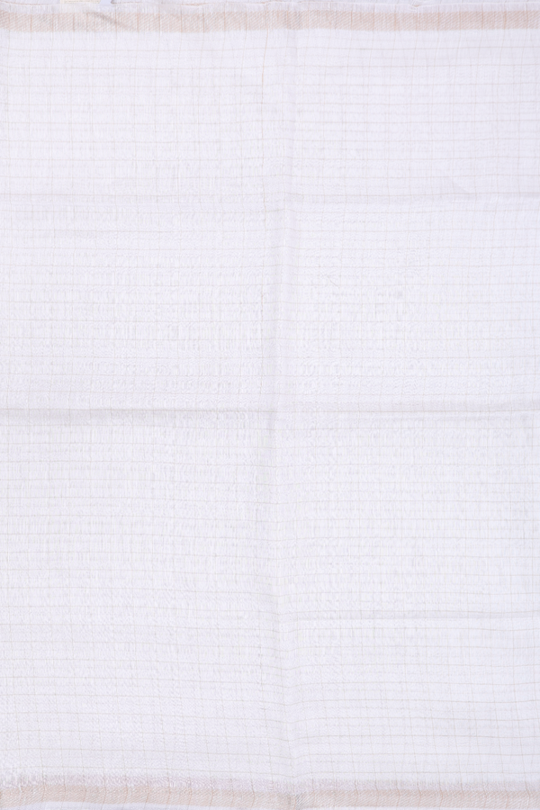 Tussar Silk Saree In White With Checks Design