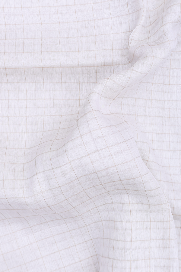 Tussar Silk Saree In White With Checks Design