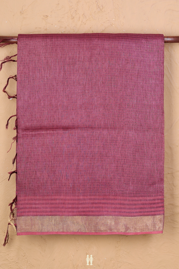 Tussar Silk Saree In  Berry Purple With Stripes Design