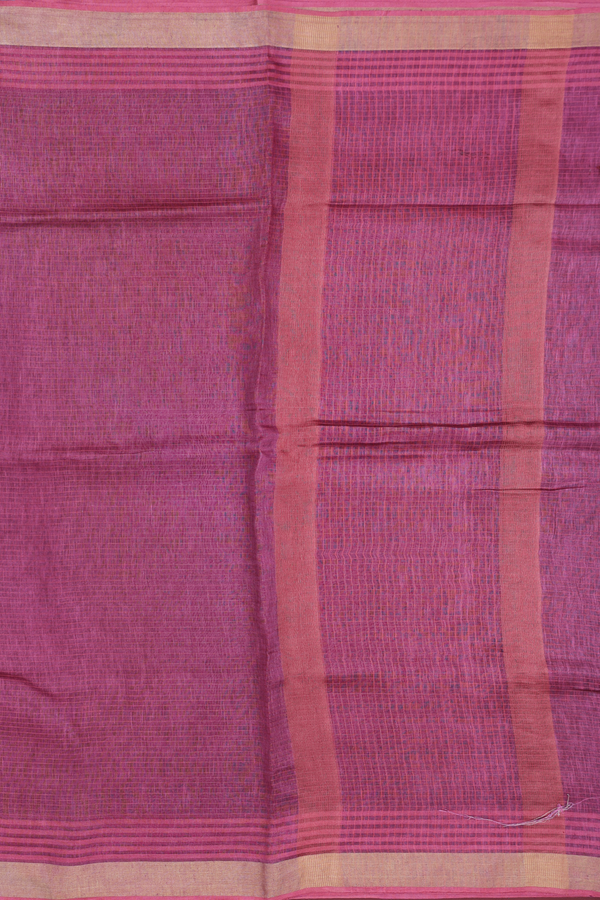 Tussar Silk Saree In  Berry Purple With Stripes Design