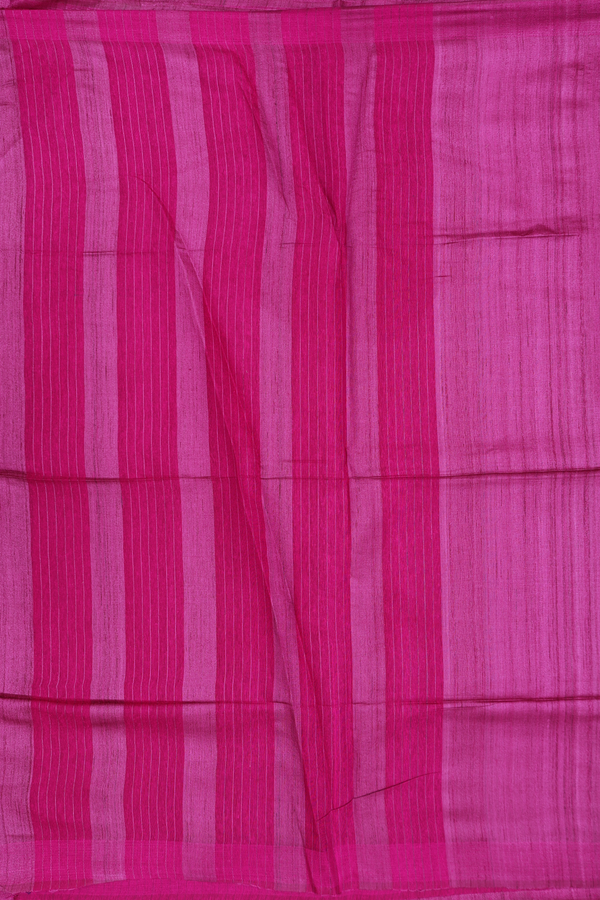 Tussar Silk Saree In Mulberry With Threadwork Border