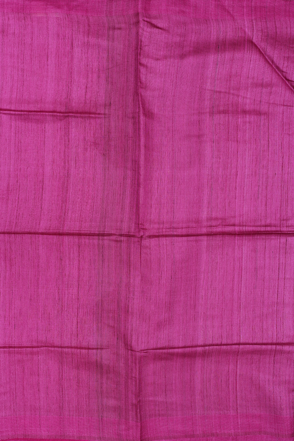 Tussar Silk Saree In Mulberry With Threadwork Border