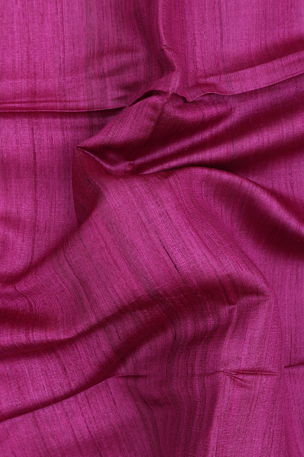 Tussar Silk Saree In Mulberry With Threadwork Border