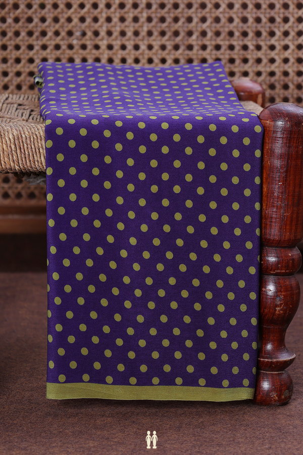 Crepe Saree In Navy Blue With Circle Design