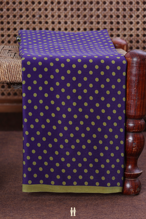 Crepe Saree In Navy Blue With Circle Design
