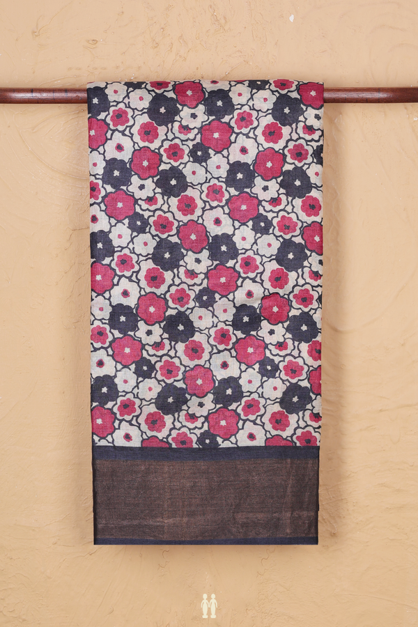 Tussar Silk Saree In Multicolor With Printed Design