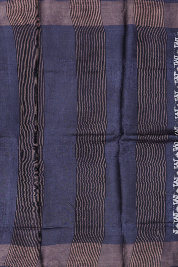Tussar Silk Saree In Charcoal Grey With Printed Design