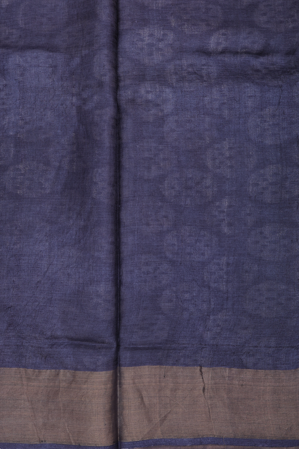 Tussar Silk Saree In Charcoal Grey With Printed Design