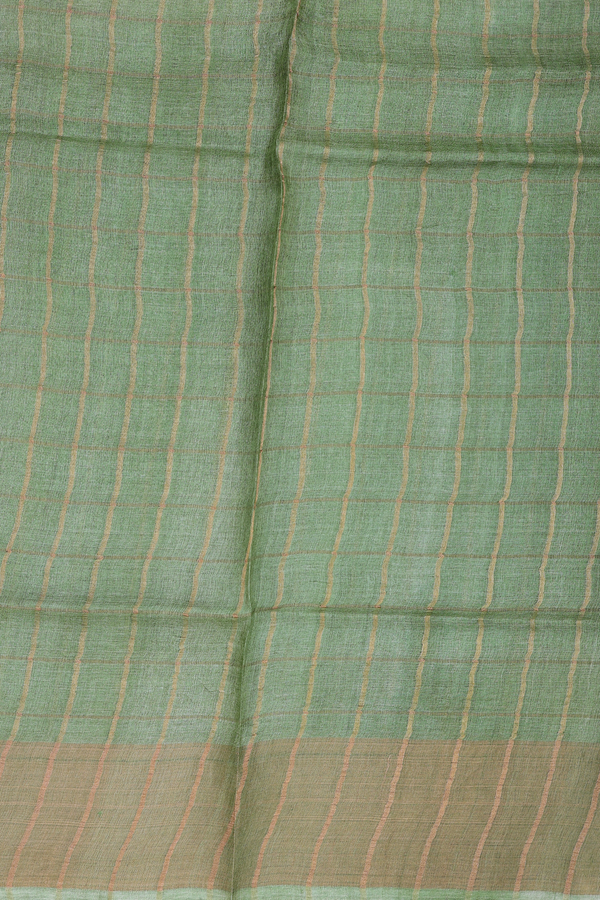 Tussar Silk Saree In Green With Allover Design