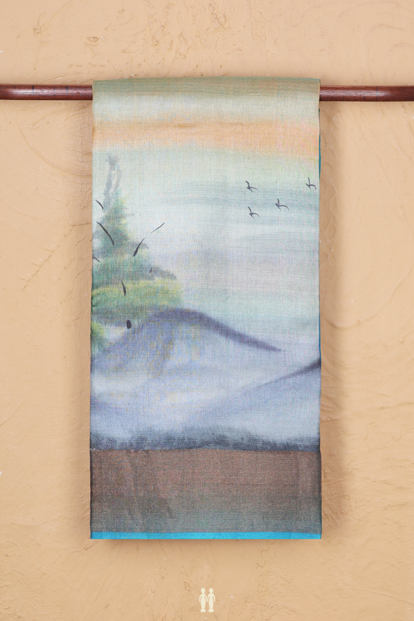 Tussar Silk Saree In Multicolor With Printed Design