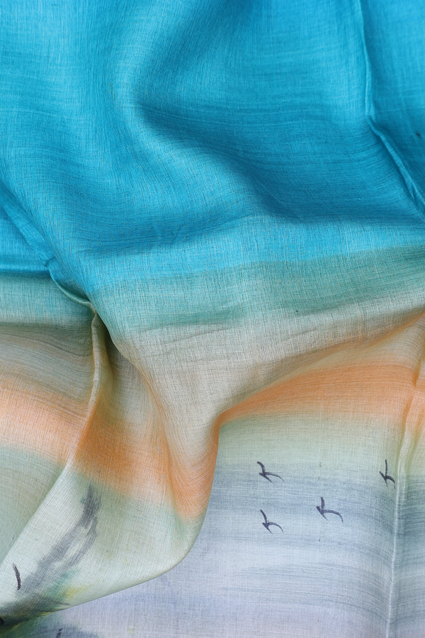 Tussar Silk Saree In Multicolor With Printed Design