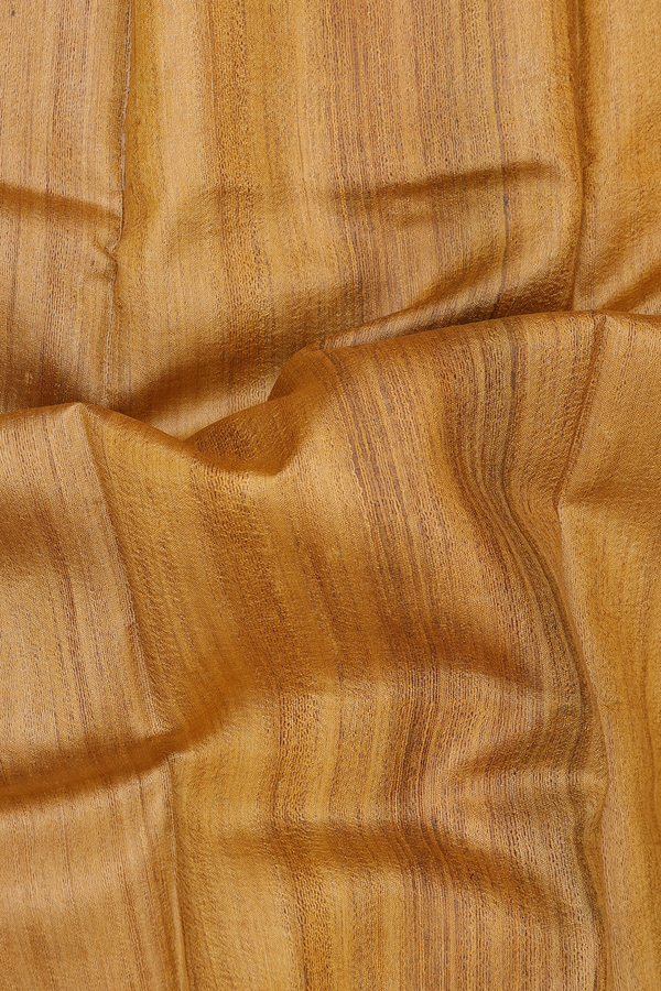 Tussar Silk Saree In Mustard Yellow With Madhubani Border