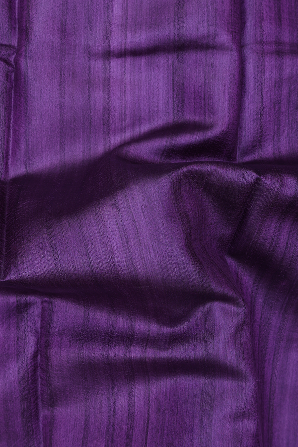 Tussar Silk Saree In Purple With Madhubani Border