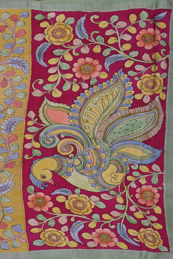 Crepe Saree In Pink With Floral Design