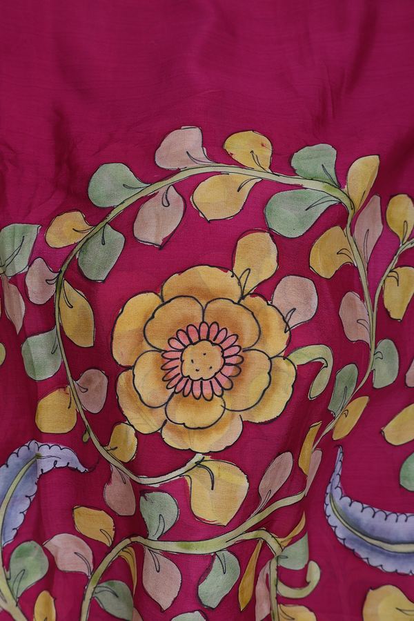 Crepe Saree In Pink With Floral Design