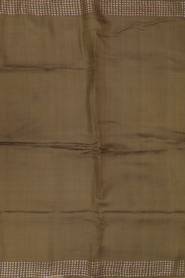 Bailu Silk Saree In Mehendi Green With Chamki Work Border