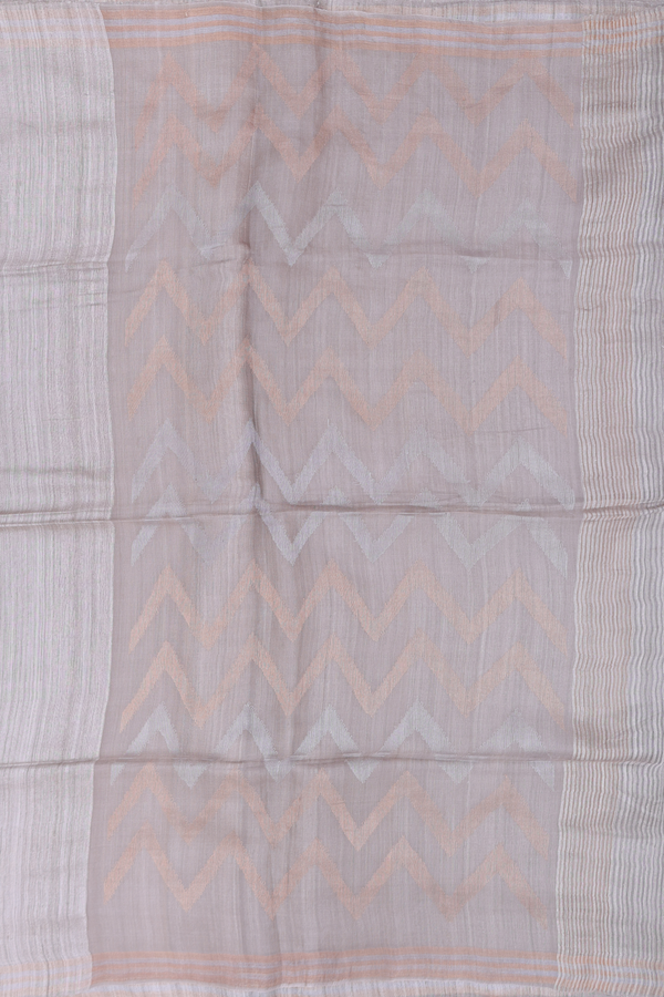 Bailu Silk Saree In Light Grey With Zari Border