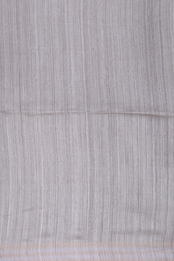 Bailu Silk Saree In Light Grey With Zari Border