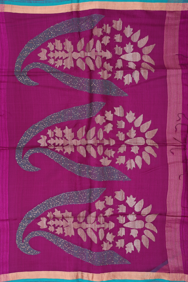 Bailu Silk Saree In Plum Purple With Contrast Border