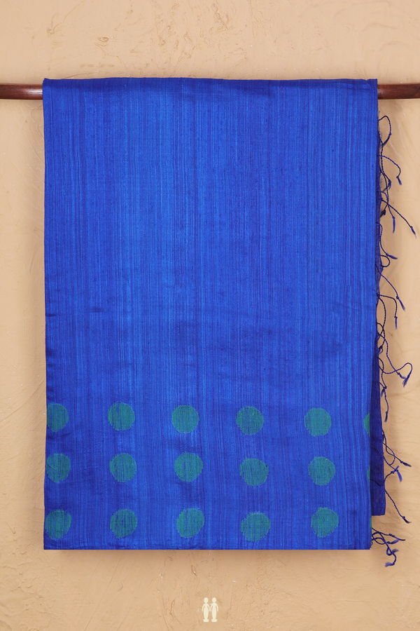 Bailu Silk Saree In Indigo Blue With Threadwork Border