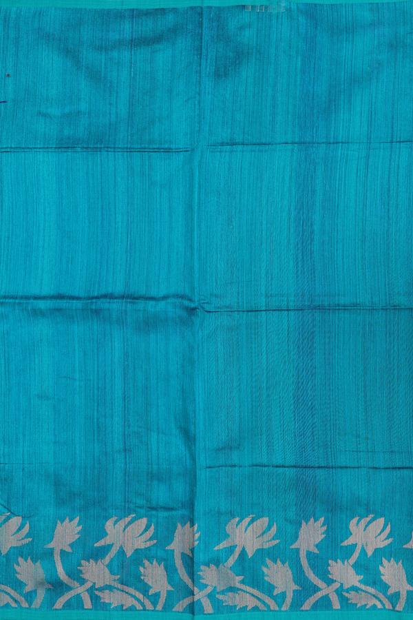 Bailu Silk Saree In Peacock Green With Zari Border