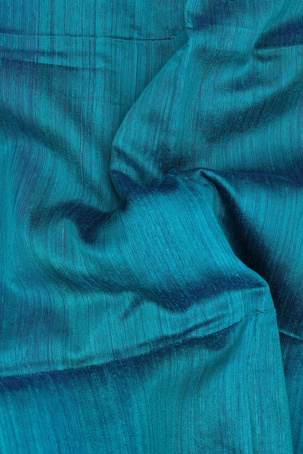 Bailu Silk Saree In Peacock Green With Zari Border