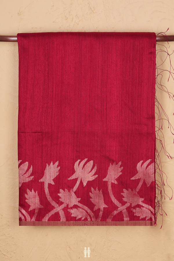 Bailu Silk Saree In Crimson Red With Zari Border