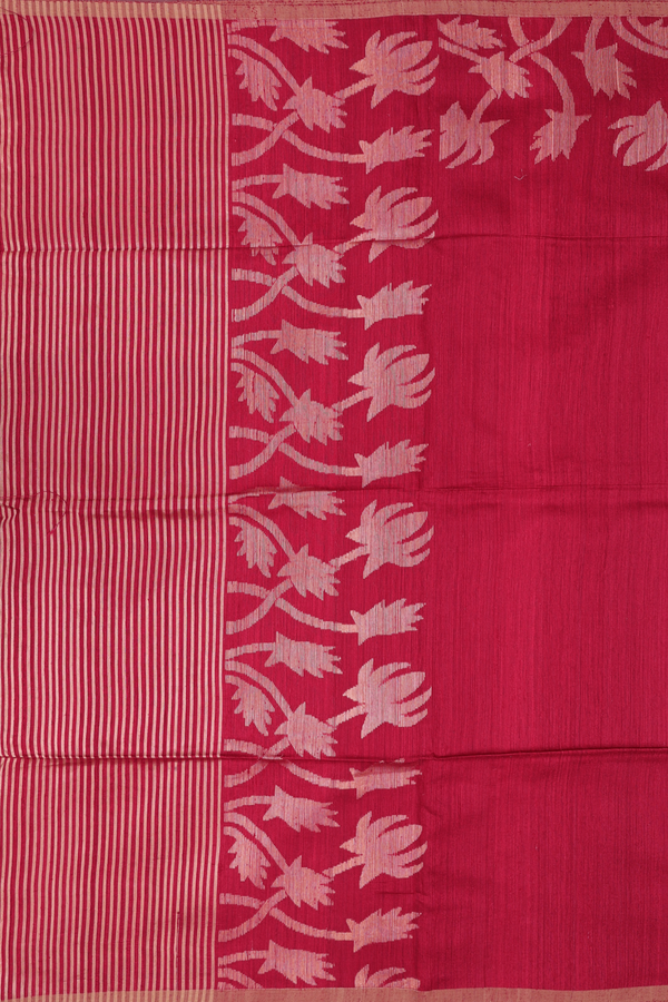 Bailu Silk Saree In Crimson Red With Zari Border