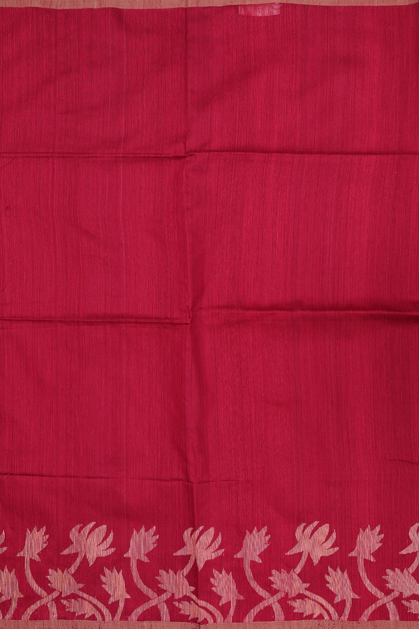 Bailu Silk Saree In Crimson Red With Zari Border