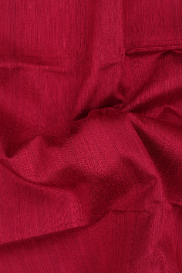 Bailu Silk Saree In Crimson Red With Zari Border