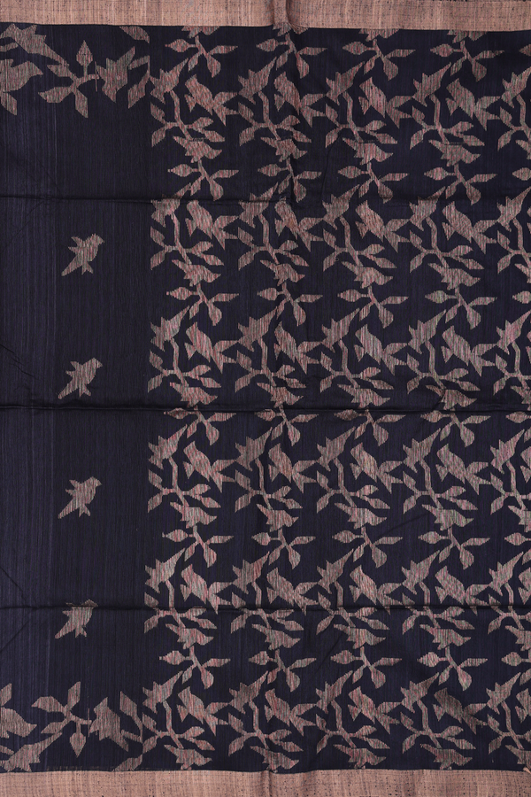 Bailu Silk Saree In Black With Zari Motifs