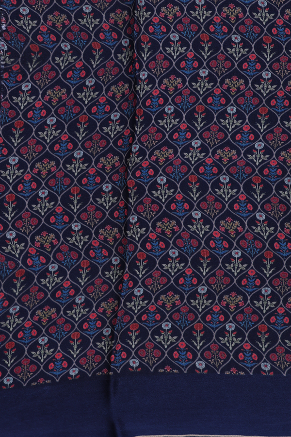 Crepe Saree In Oxford Blue With Ogee Border