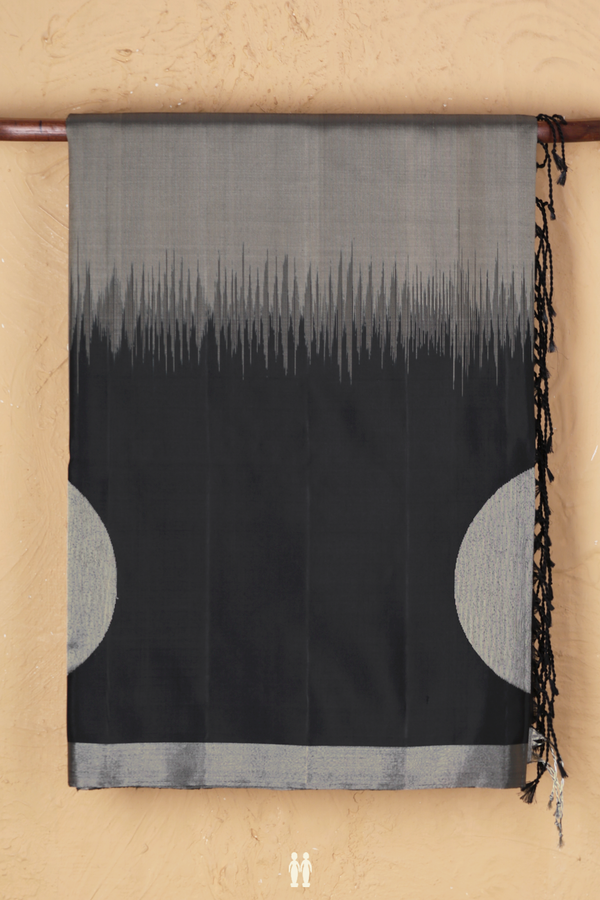 Soft Silk Saree In Elephant Grey With Contrast Border