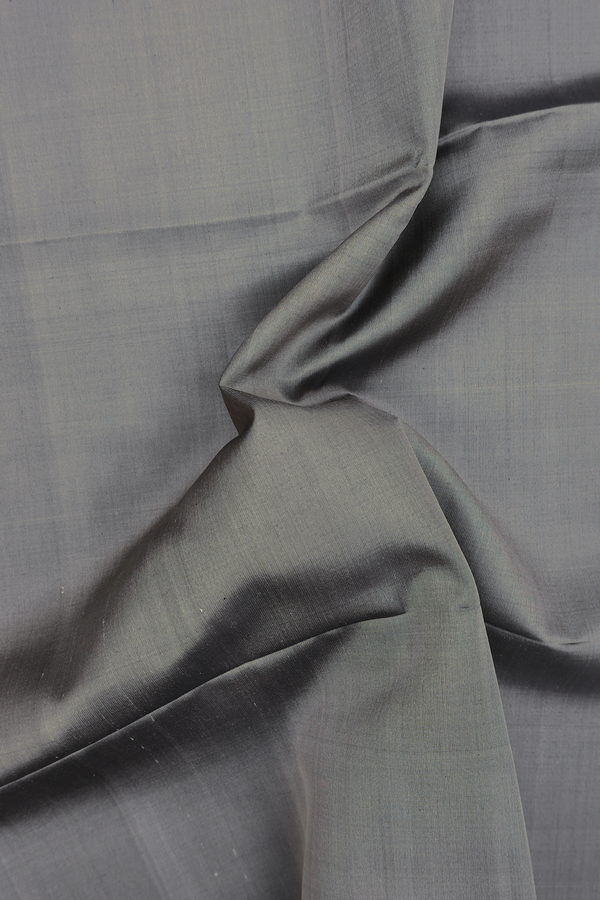 Soft Silk Saree In Elephant Grey With Contrast Border