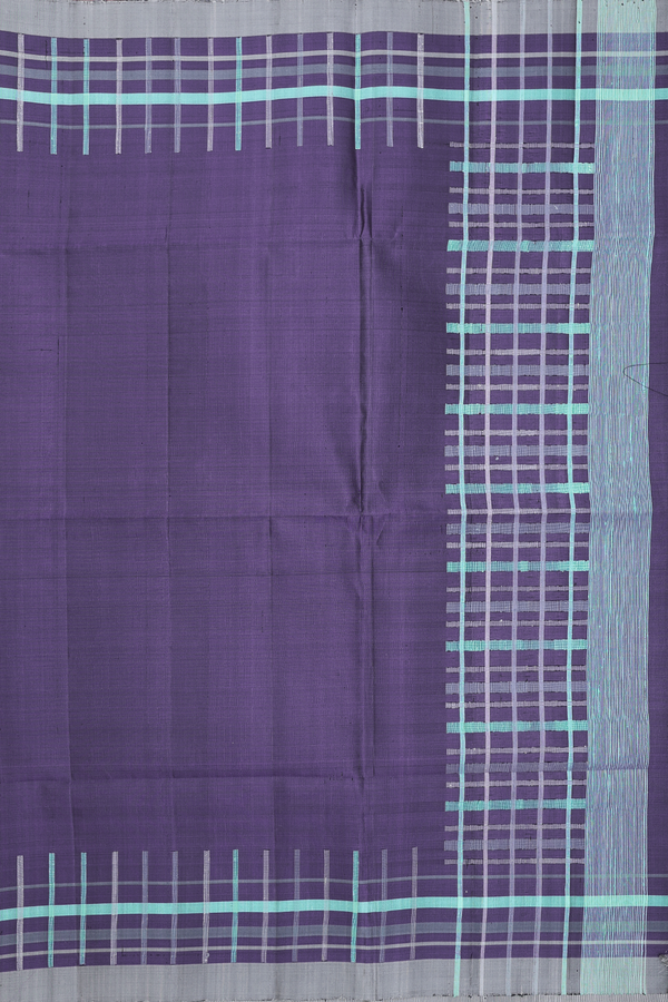 Soft Silk Saree In Indigo Violet With Checks Border