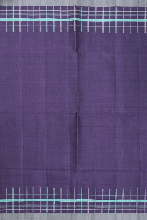 Soft Silk Saree In Indigo Violet With Checks Border