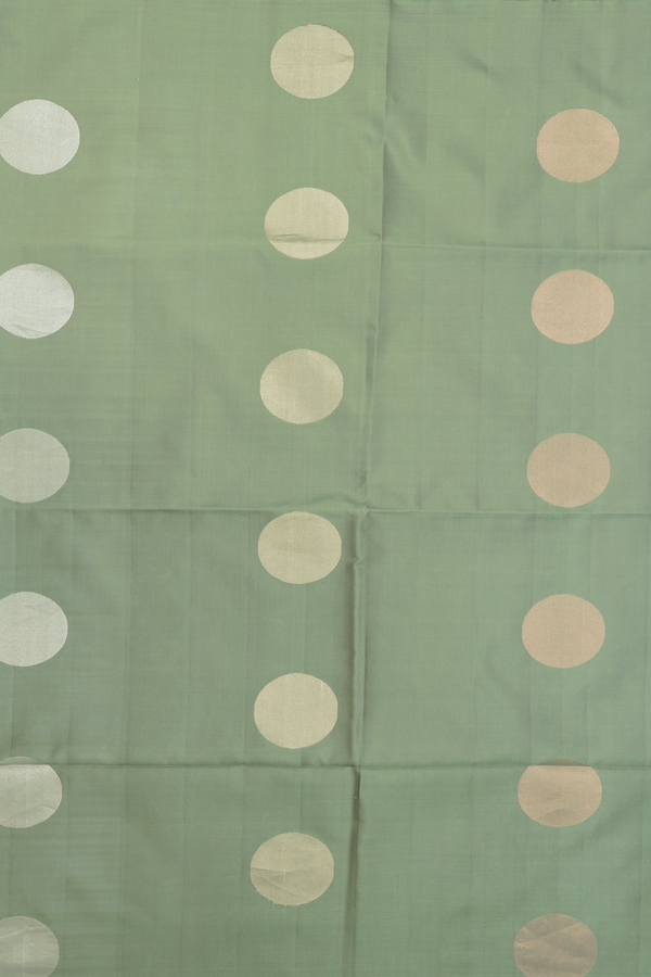 Soft Silk Saree In Sage Green With Circle Motifs