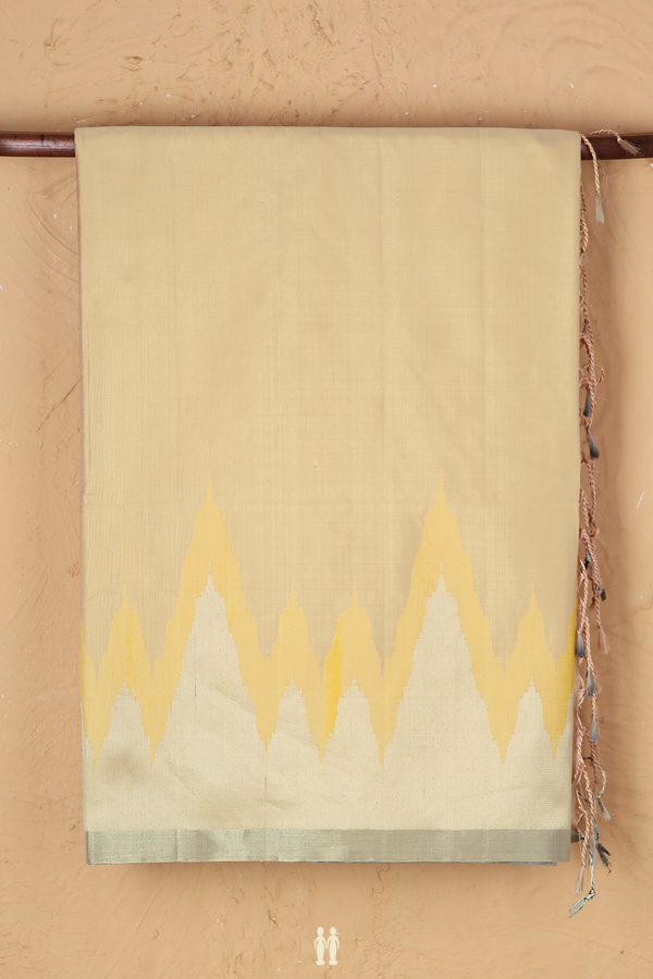 Soft Silk Saree In Cream Color With Temple Border