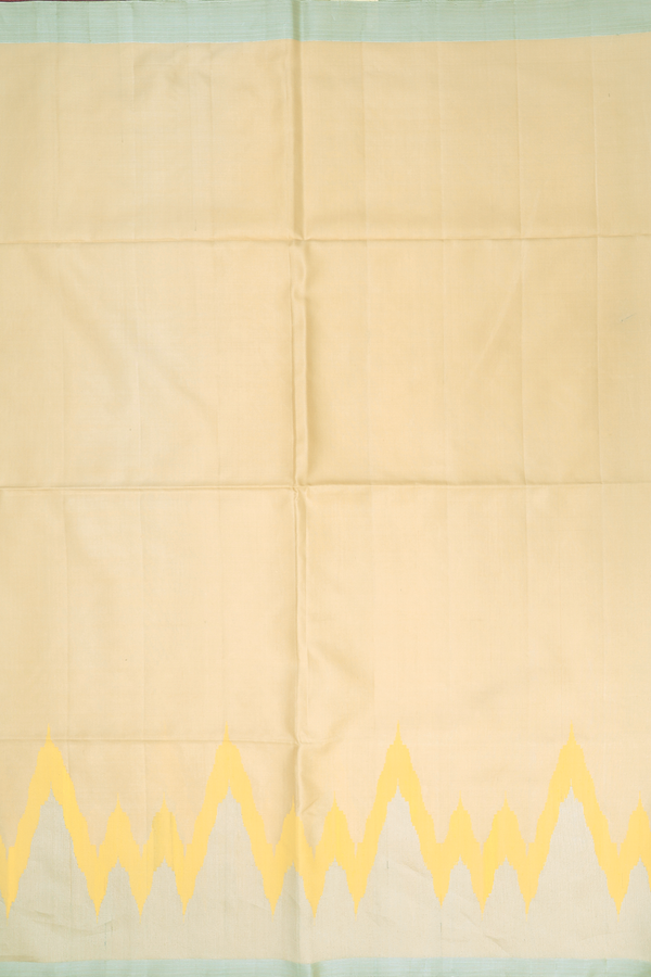 Soft Silk Saree In Cream Color With Temple Border