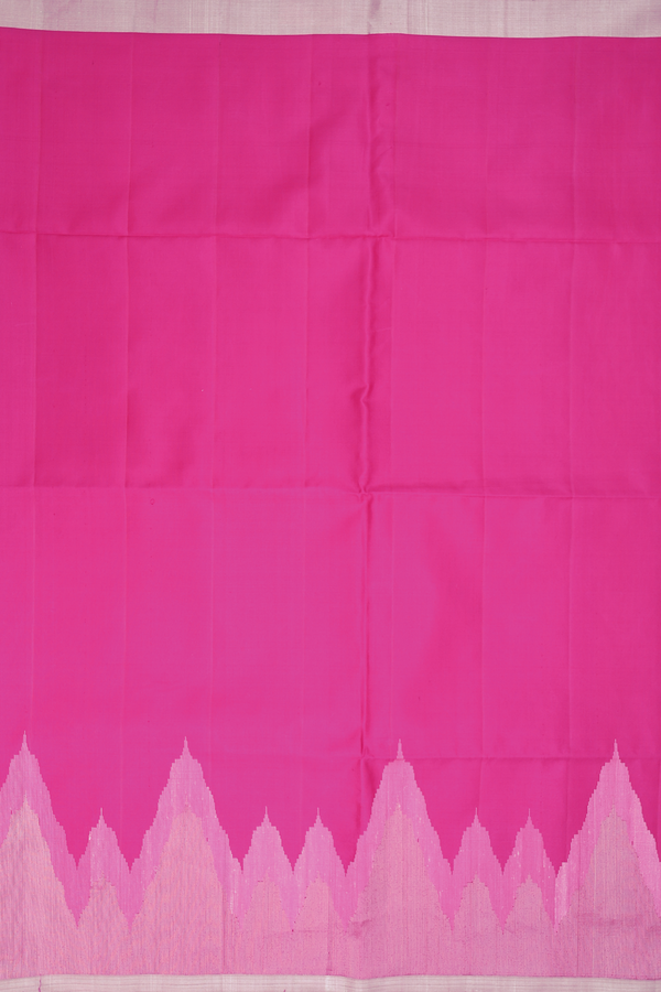 Soft Silk Saree In Rani Pink With Temple Border