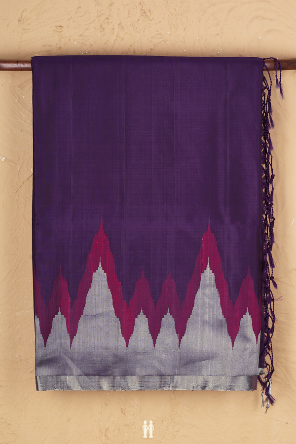 Soft Silk Saree In Royal Purple With Temple Border