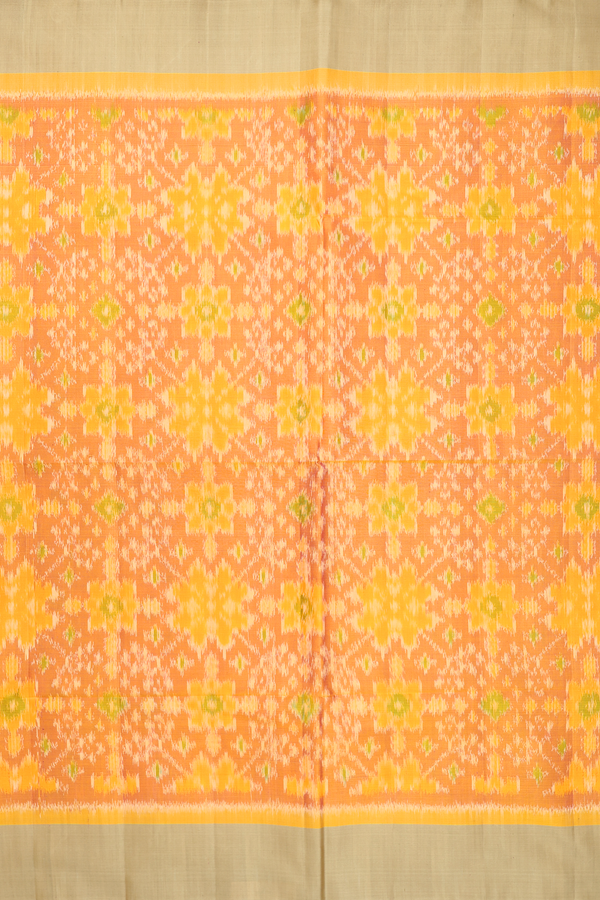 Soft Silk Saree In Dual Tone With Ikat Design