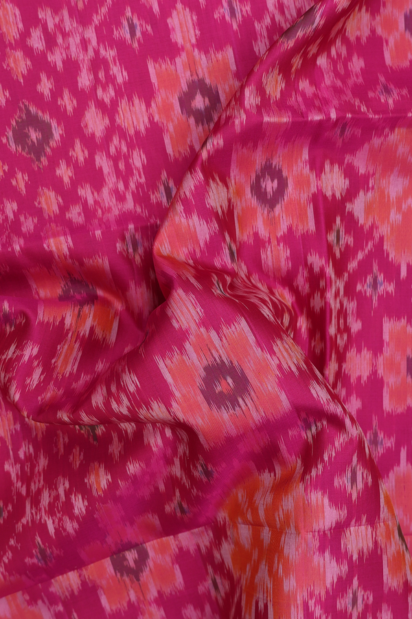 Soft Silk Saree In Dark Pink With Ikat Design