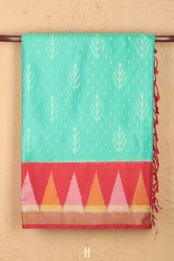 Soft Silk Saree In Green With Printed Design