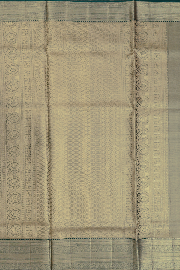 Kanchipuram Silk Saree In Tissue Green With Diamond Buttas